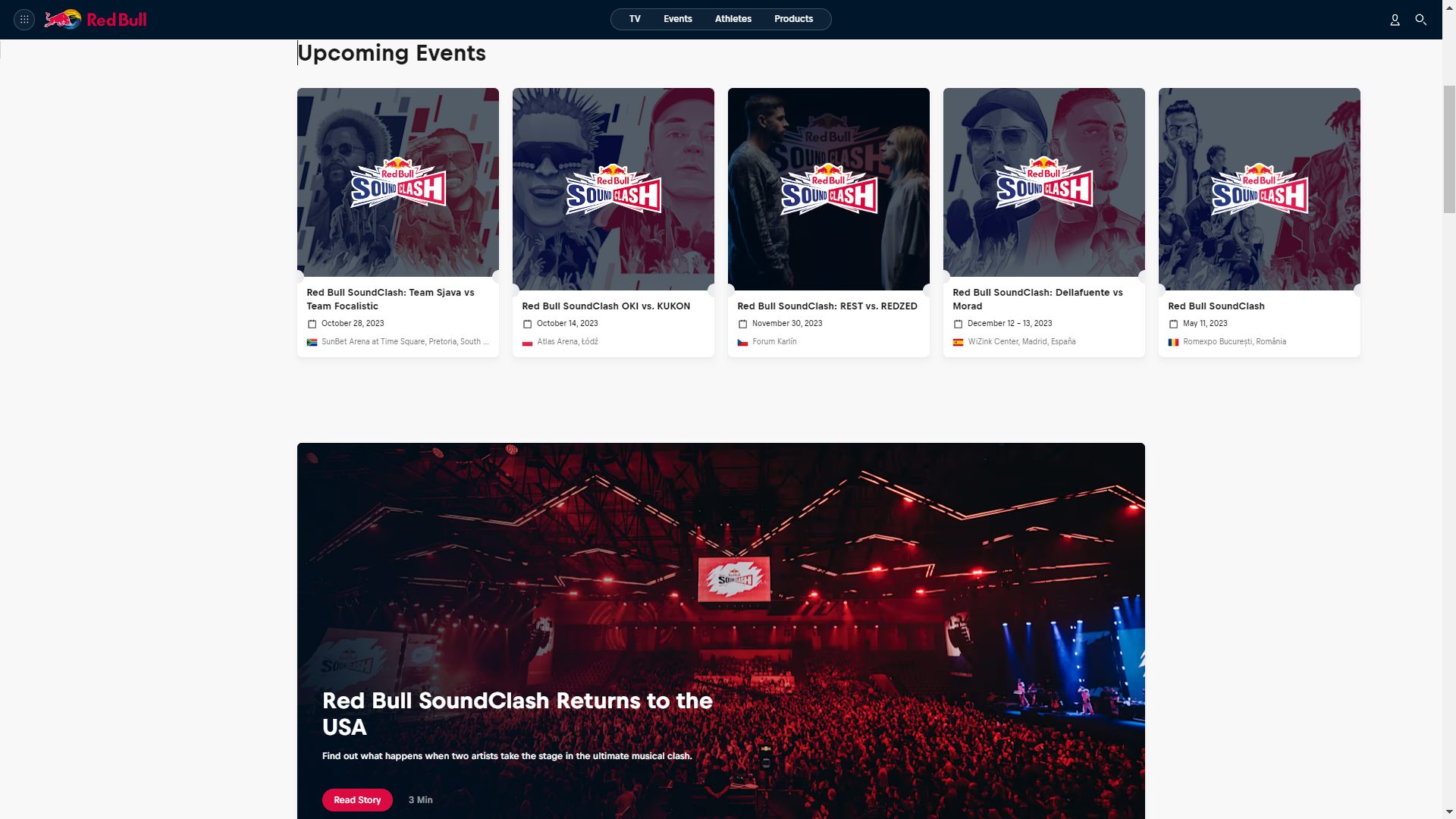 Red Bull web page design