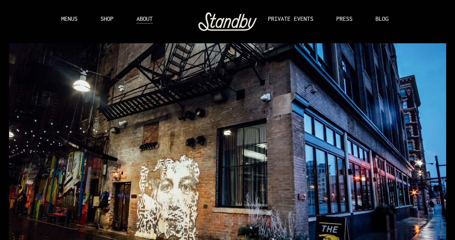 Standby website, private events page — designed to drive ven