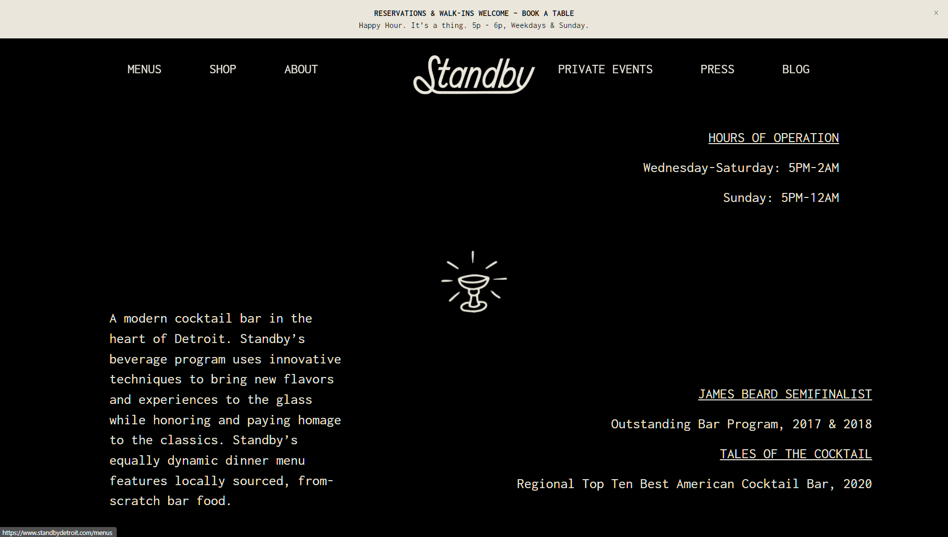 Standby Detroit, shop and contact — the complete web presenc