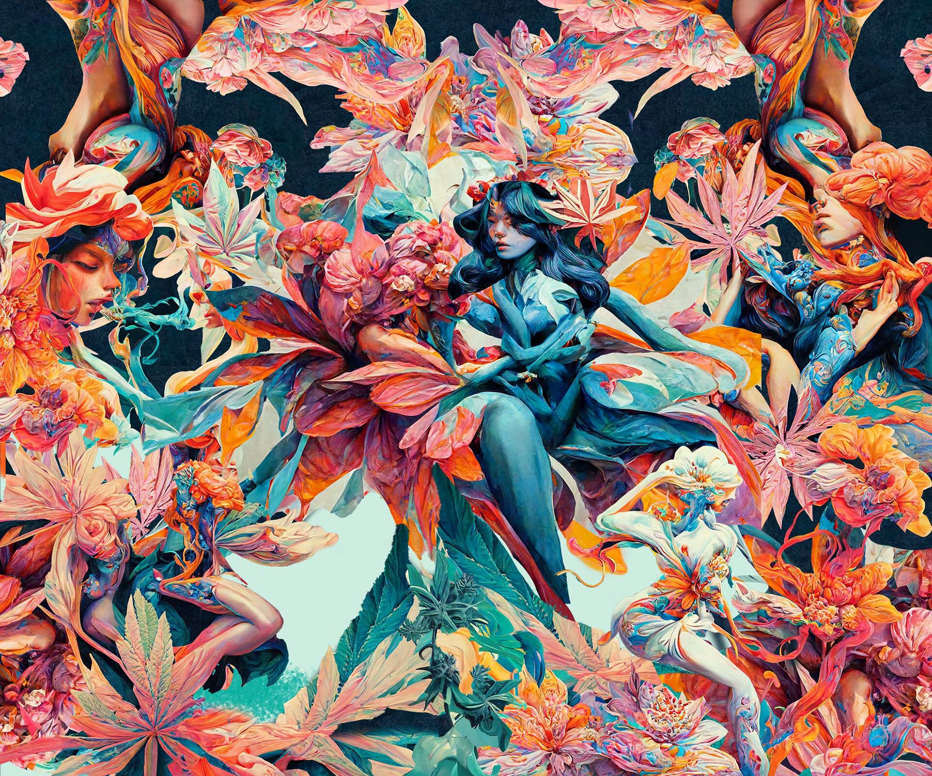 Mural design panel 3 — detailed illustration in WellFlower's
