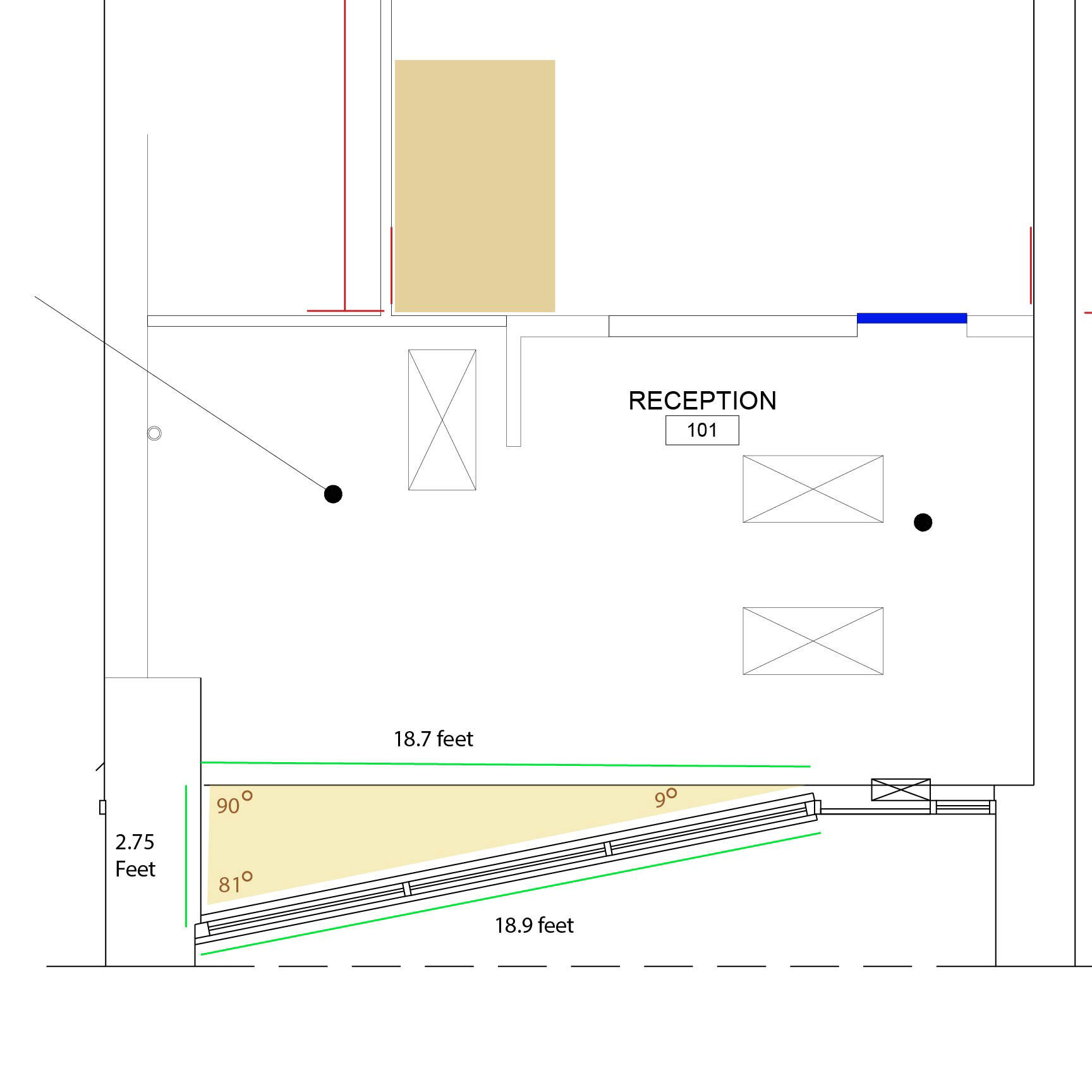 Interior design elevation — wall treatments, fixture heights