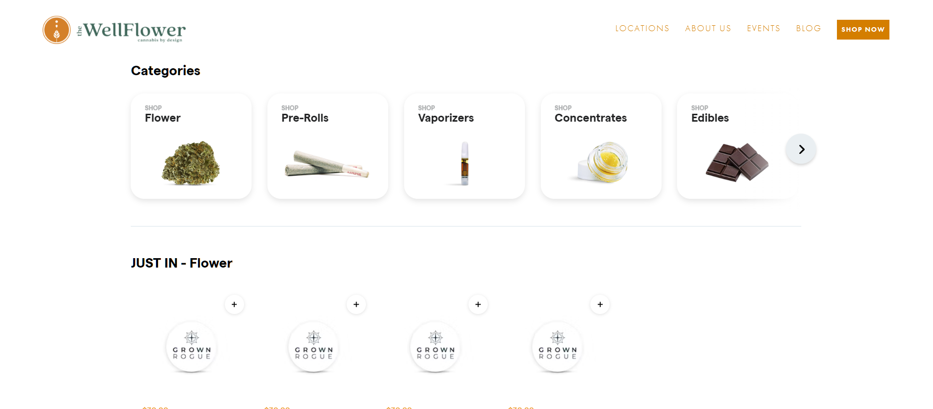 WellFlower website design — the brand's digital presence, de